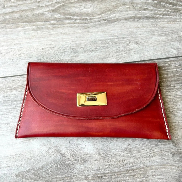 Hand Tooled Leather Wallet Clutch - Picture 2 of 10